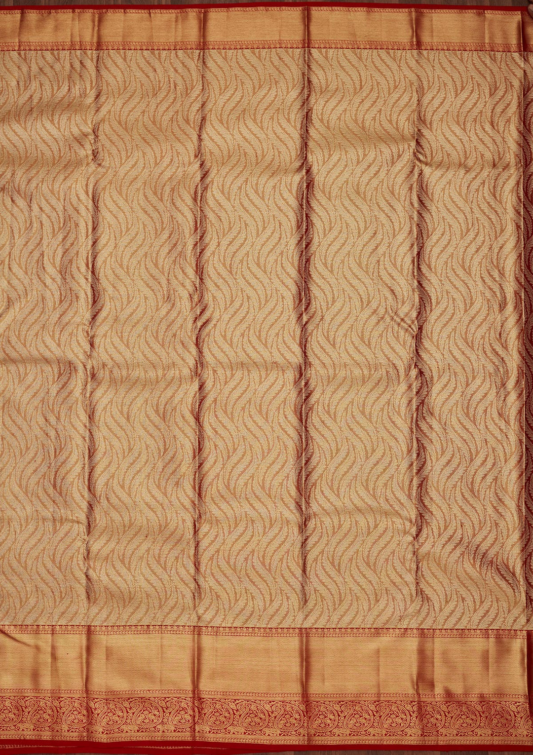 Light Brown Tissue Stripes Saree With Matching Blouse Piece