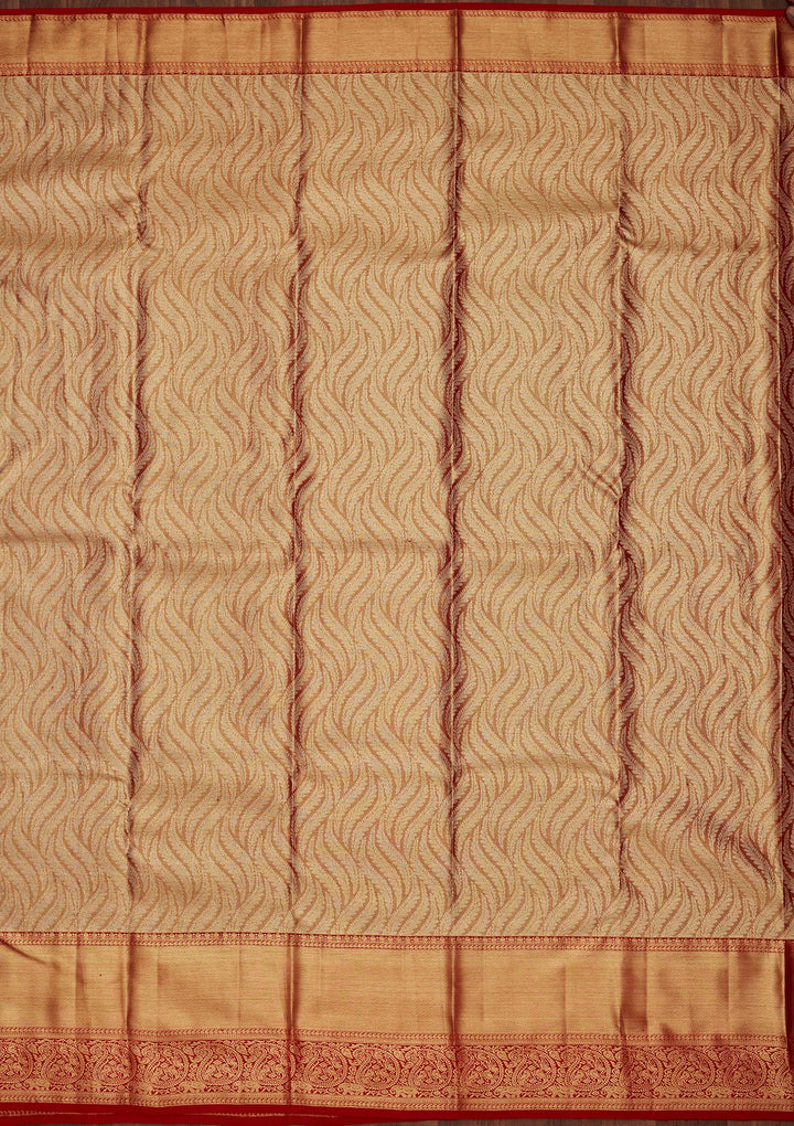 Light Brown Tissue Stripes Saree With Matching Blouse Piece
