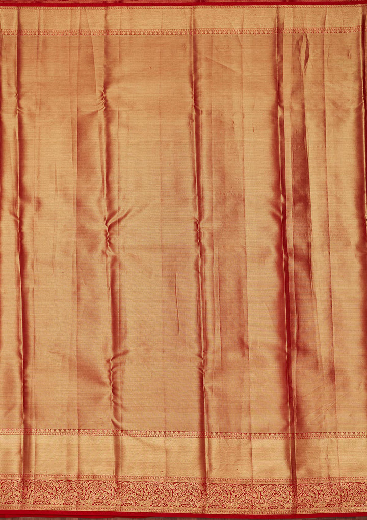 Light Brown Tissue Stripes Saree With Matching Blouse Piece