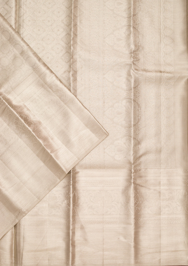 Light Grey Tissue Jaal Saree With Matching Blouse Piece