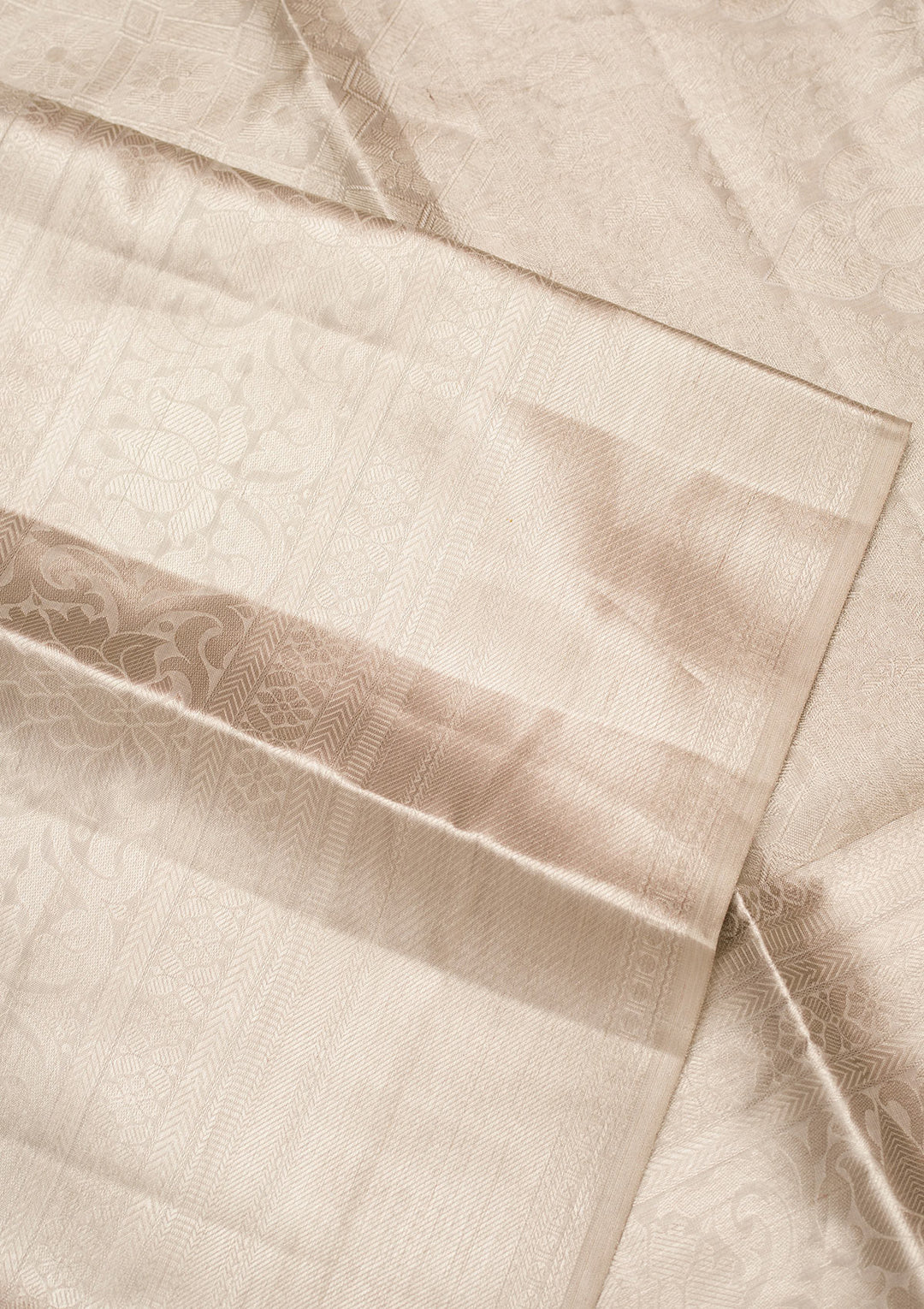 Light Grey Tissue Jaal Saree With Matching Blouse Piece