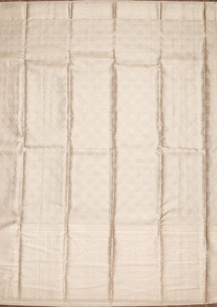 Light Grey Tissue Jaal Saree With Matching Blouse Piece
