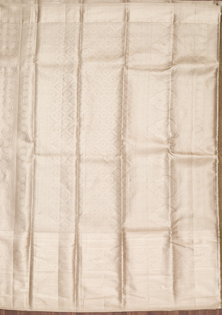 Light Grey Tissue Jaal Saree With Matching Blouse Piece