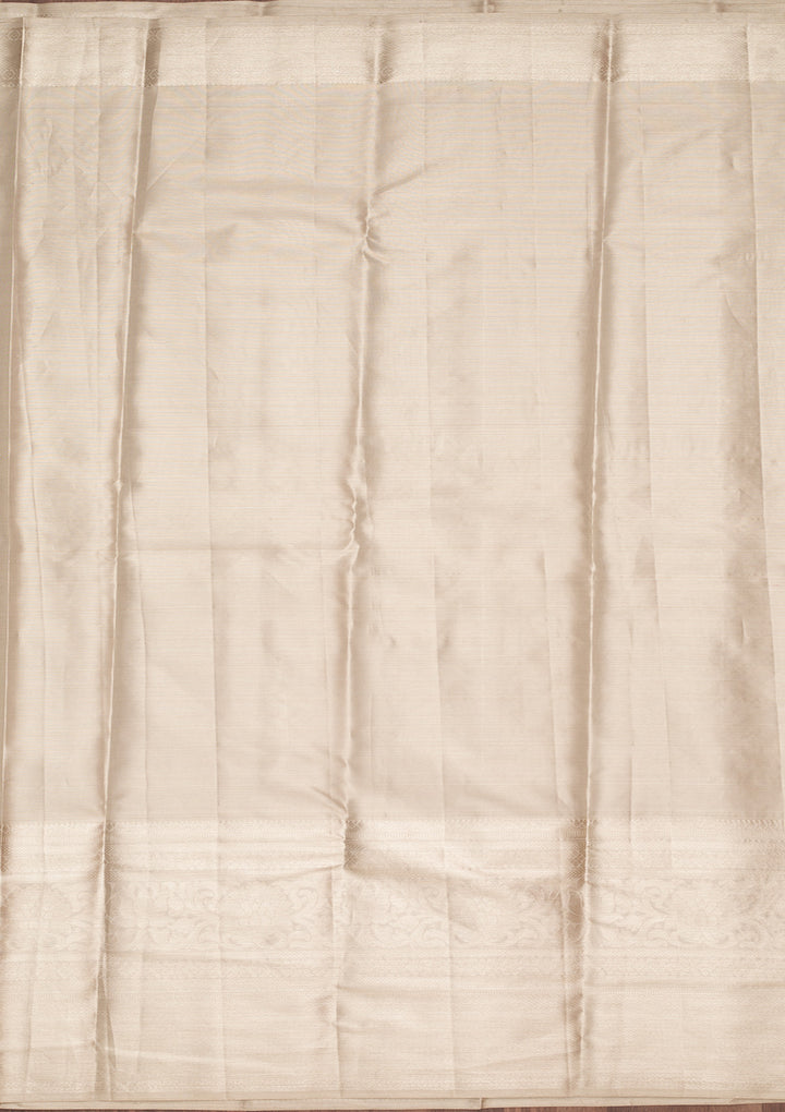 Light Grey Tissue Jaal Saree With Matching Blouse Piece