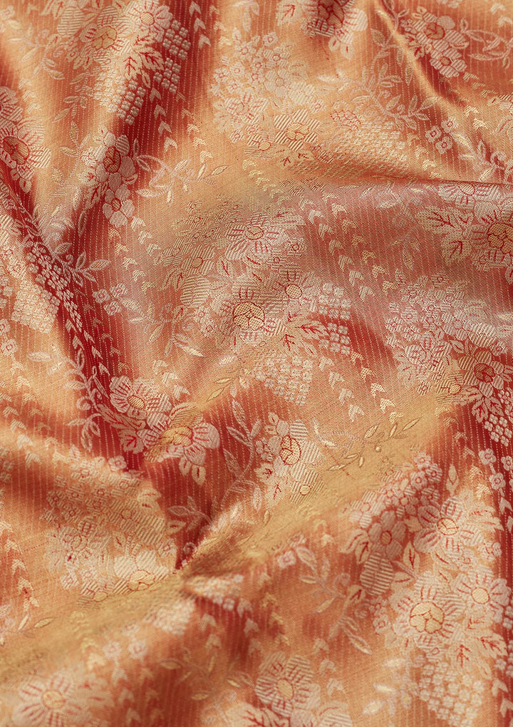 Mauve Tissue Jaal Kanjivaram Saree With Matching Blouse Piece