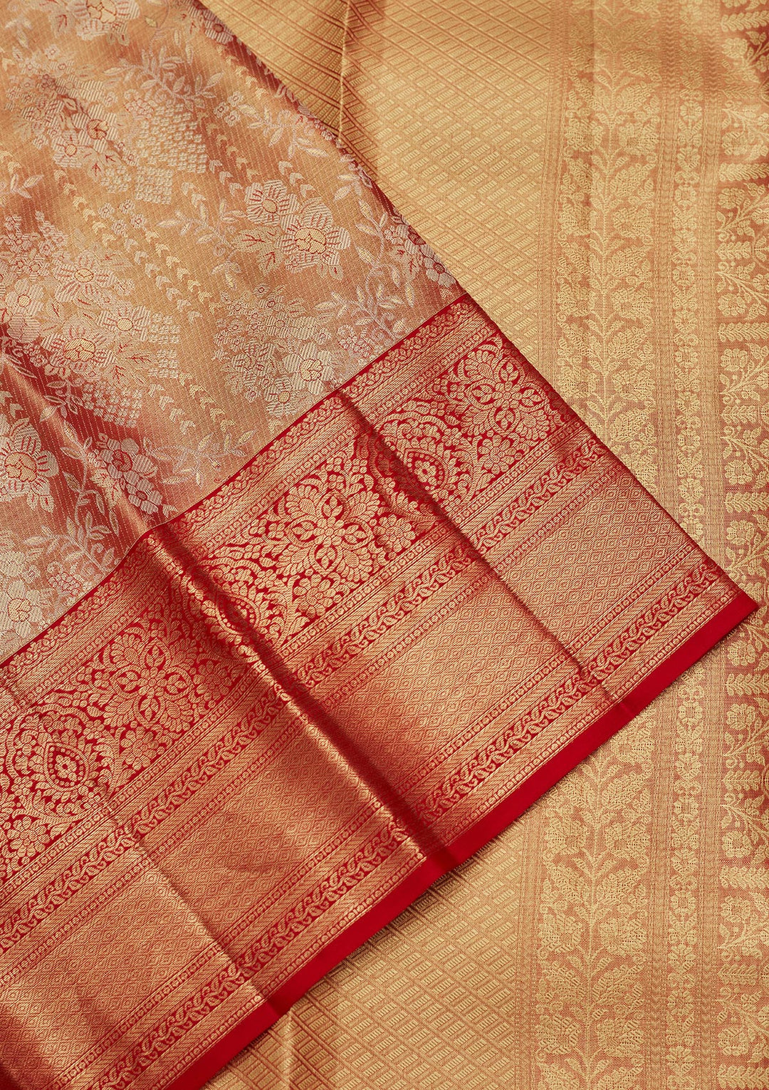 Mauve Tissue Jaal Kanjivaram Saree With Matching Blouse Piece