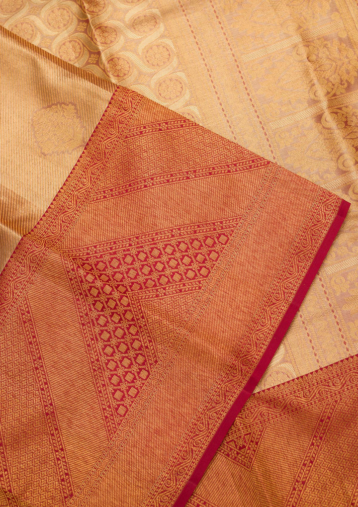 Gold Tissue Jaal Saree With Matching Blouse Piece