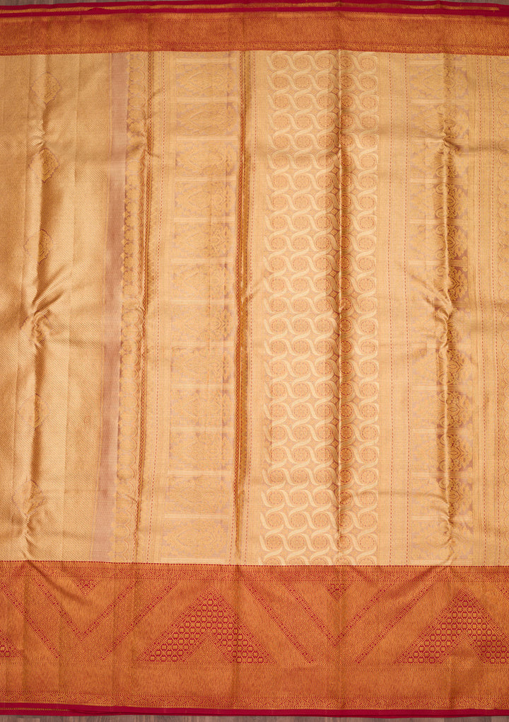 Gold Tissue Jaal Saree With Matching Blouse Piece