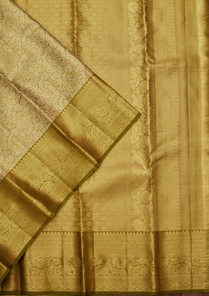 Mehandi Green Zariwork Tissue Silk Saree