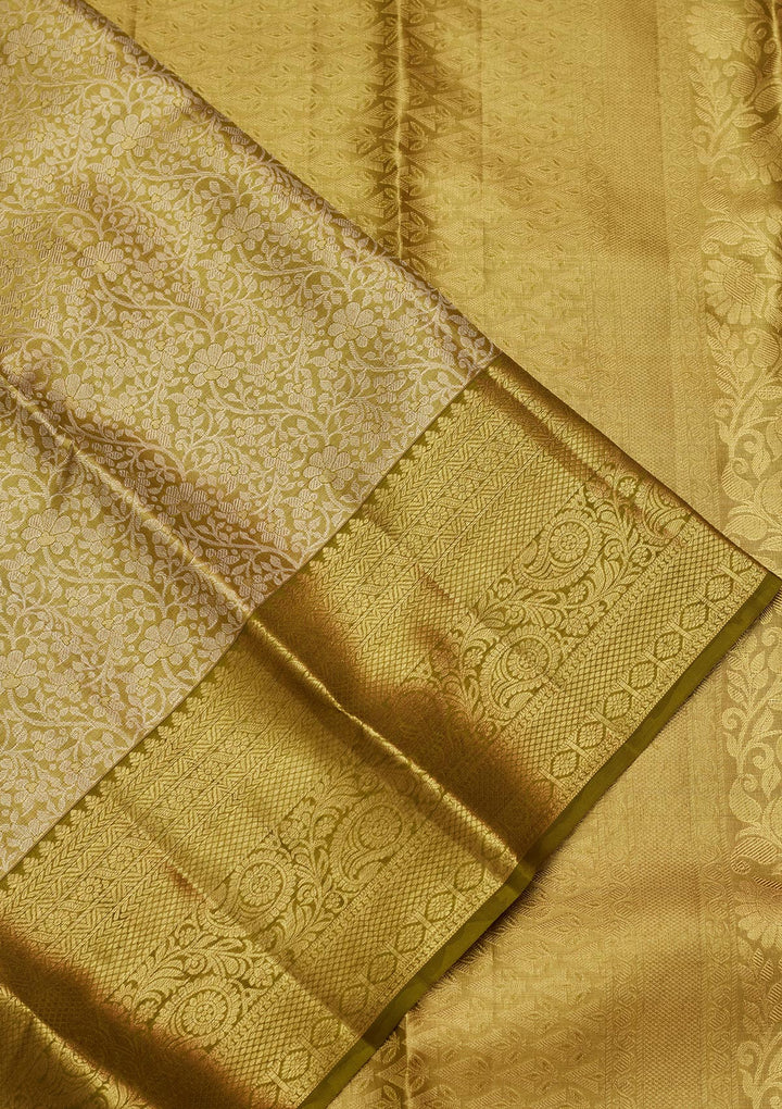 Mehandi Green Zariwork Tissue Silk Saree