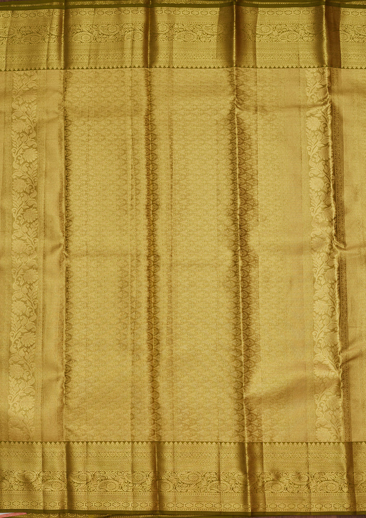 Mehandi Green Zariwork Tissue Silk Saree