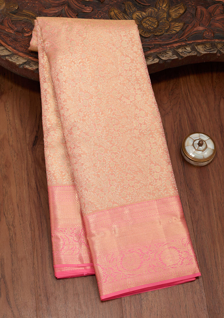 Peach Zariwork Tissue Silk Saree