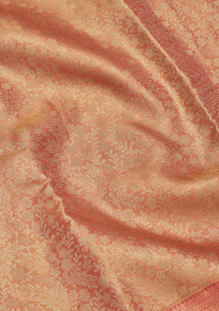 Peach Zariwork Tissue Silk Saree
