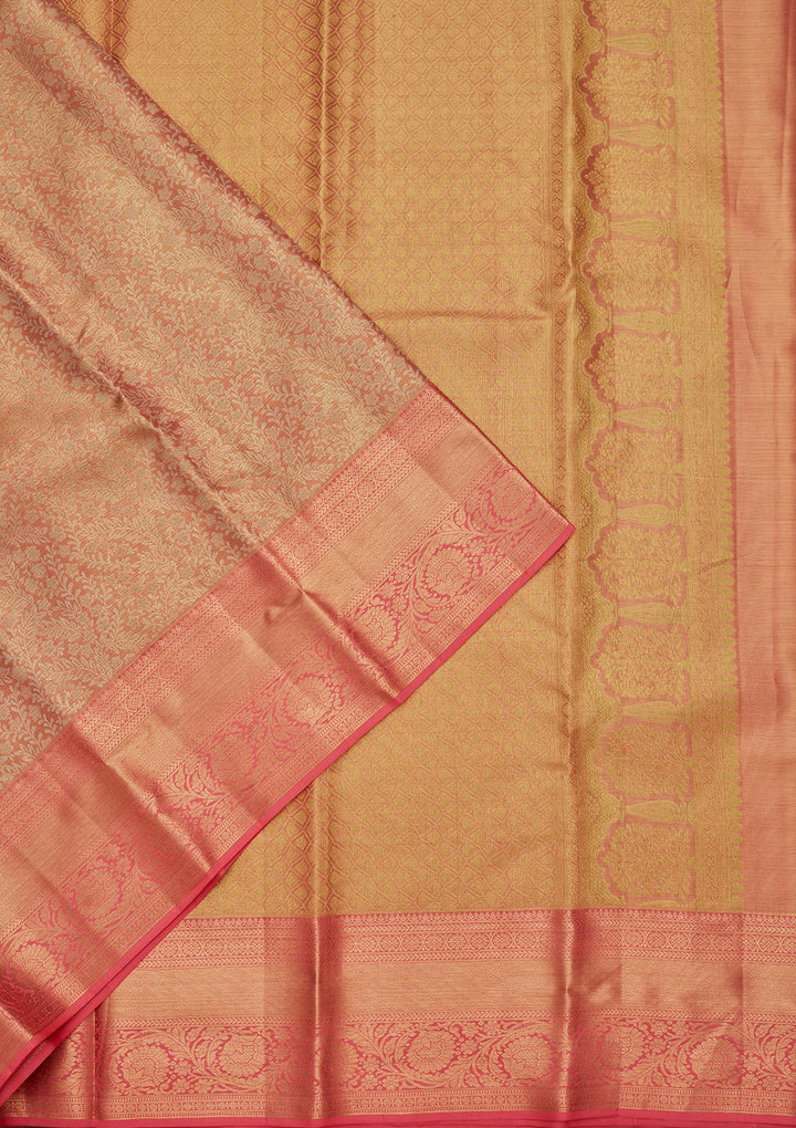 Peach Zariwork Tissue Silk Saree