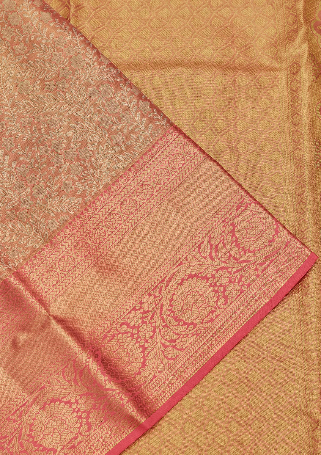 Peach Zariwork Tissue Silk Saree