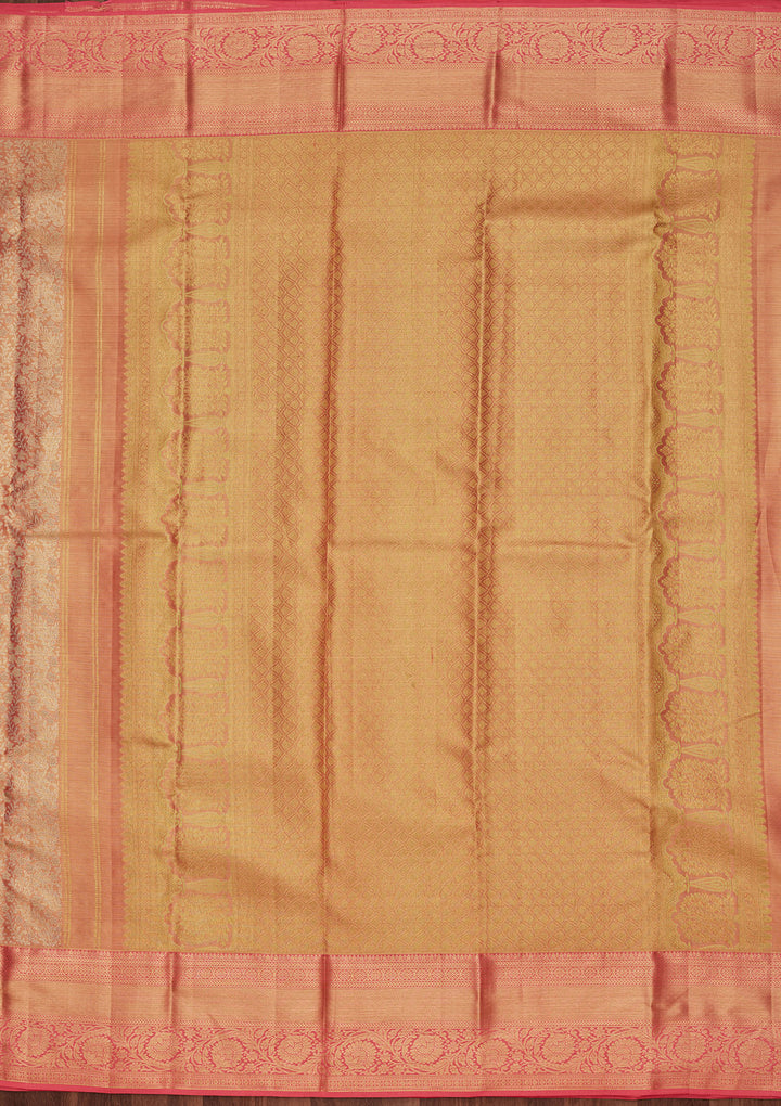 Peach Zariwork Tissue Silk Saree