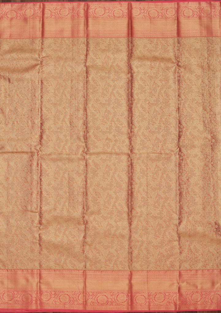 Peach Zariwork Tissue Silk Saree