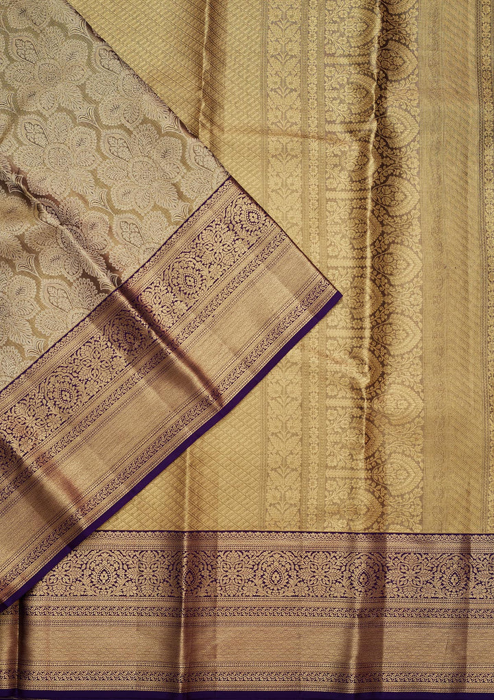 Navy Blue Tissue Jaal Saree With Matching Blouse Piece