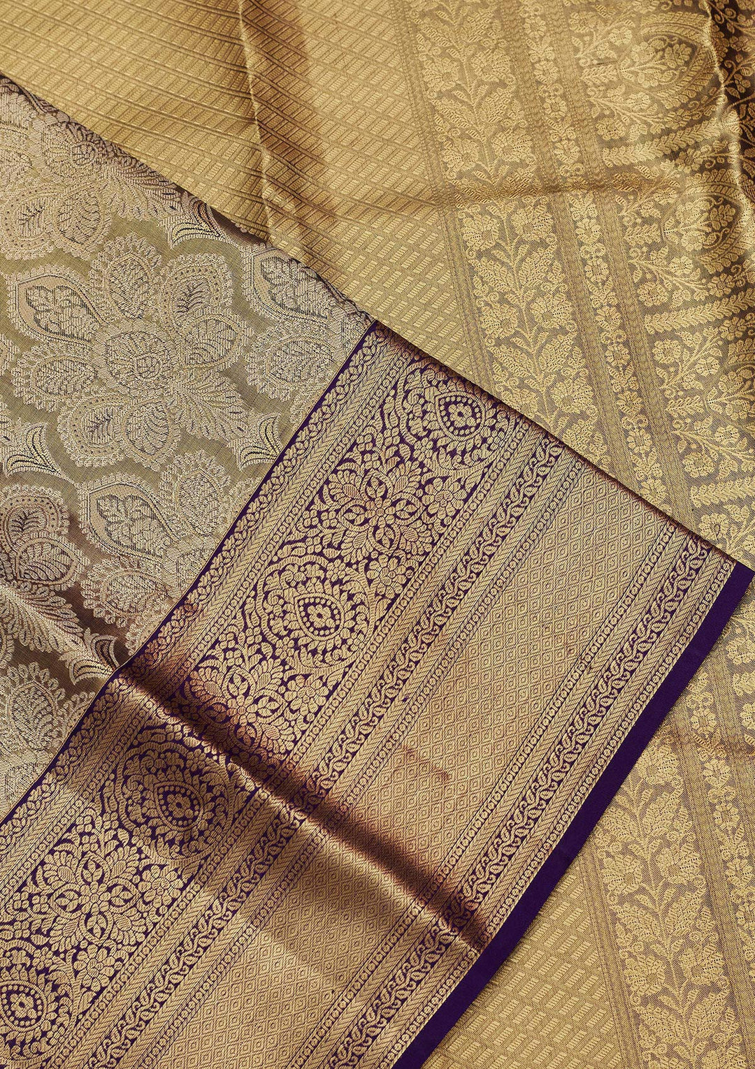 Navy Blue Tissue Jaal Saree With Matching Blouse Piece