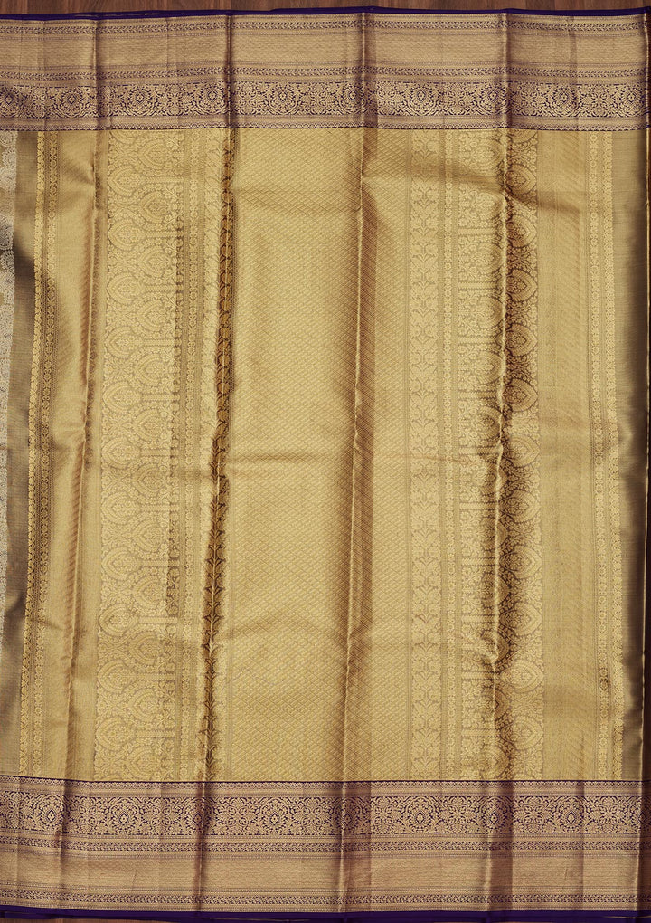 Navy Blue Tissue Jaal Saree With Matching Blouse Piece