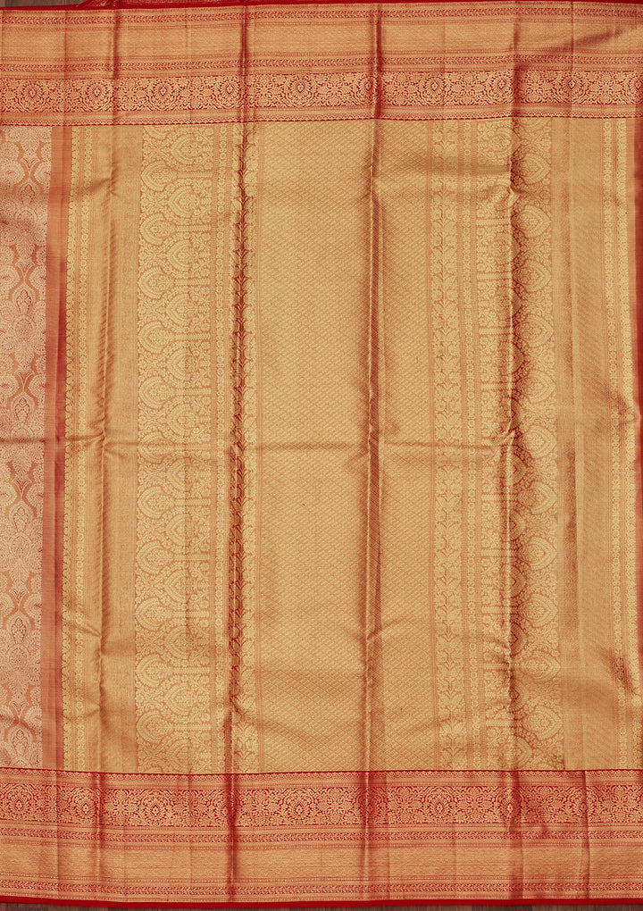 Light Brown Tissue Jaal Saree With Matching Blouse Piece