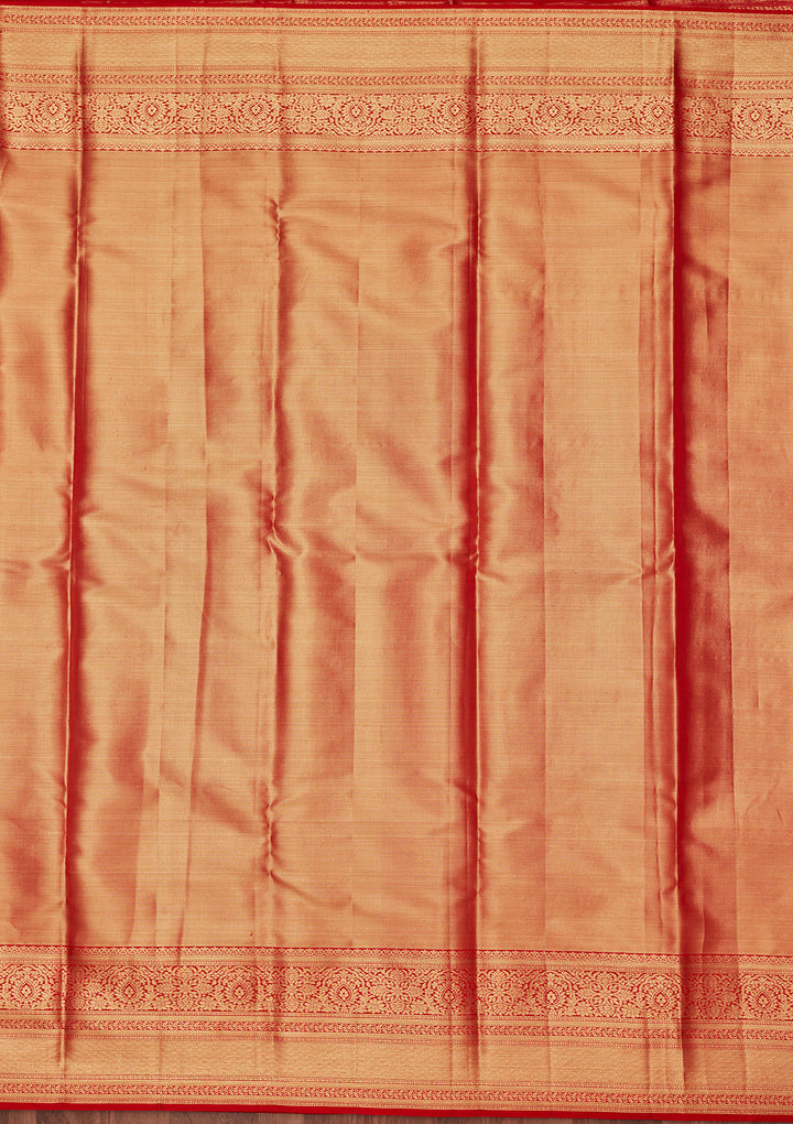 Light Brown Tissue Jaal Saree With Matching Blouse Piece