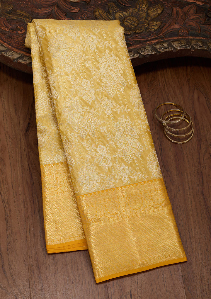 Mustard Zariwork Tissue Silk Saree