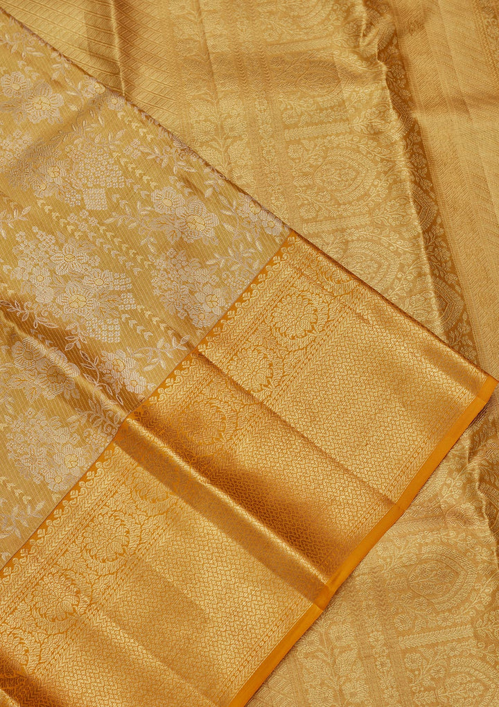 Mustard Zariwork Tissue Silk Saree