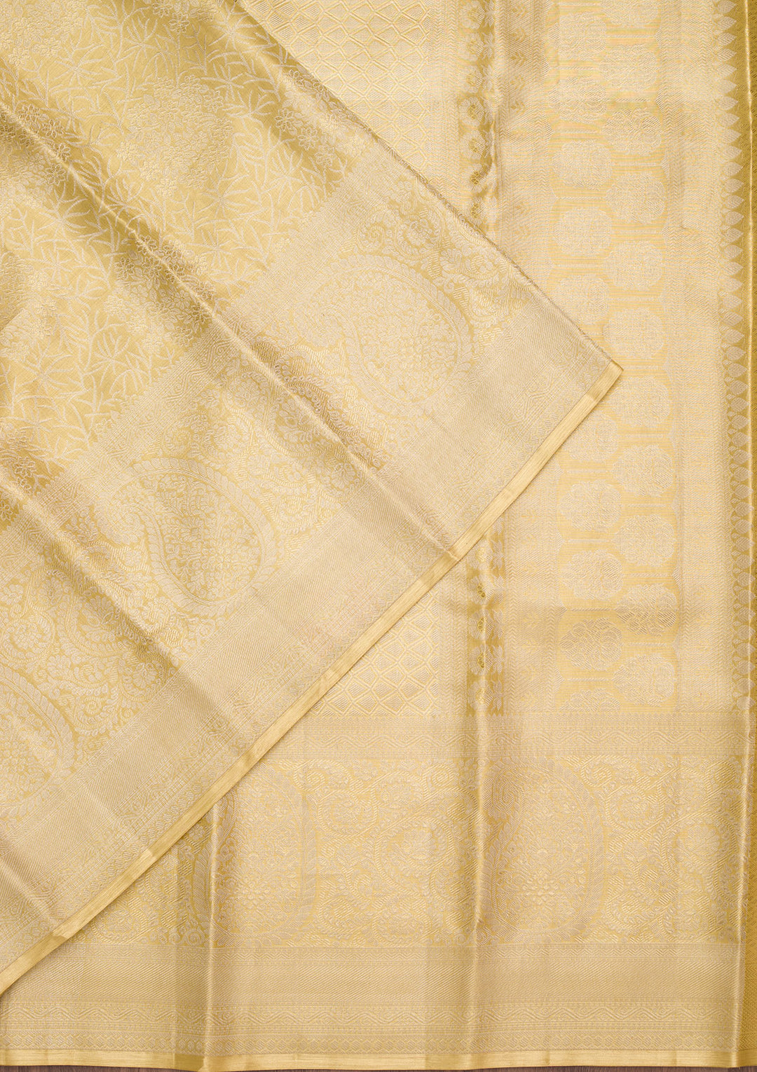 Pista Green Tissue Stripes Zariwork Saree With Matching Blouse Piece