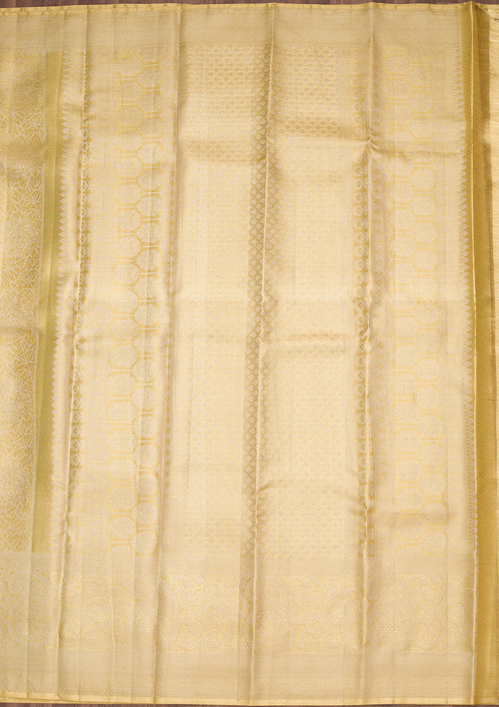 Pista Green Tissue Stripes Zariwork Saree With Matching Blouse Piece