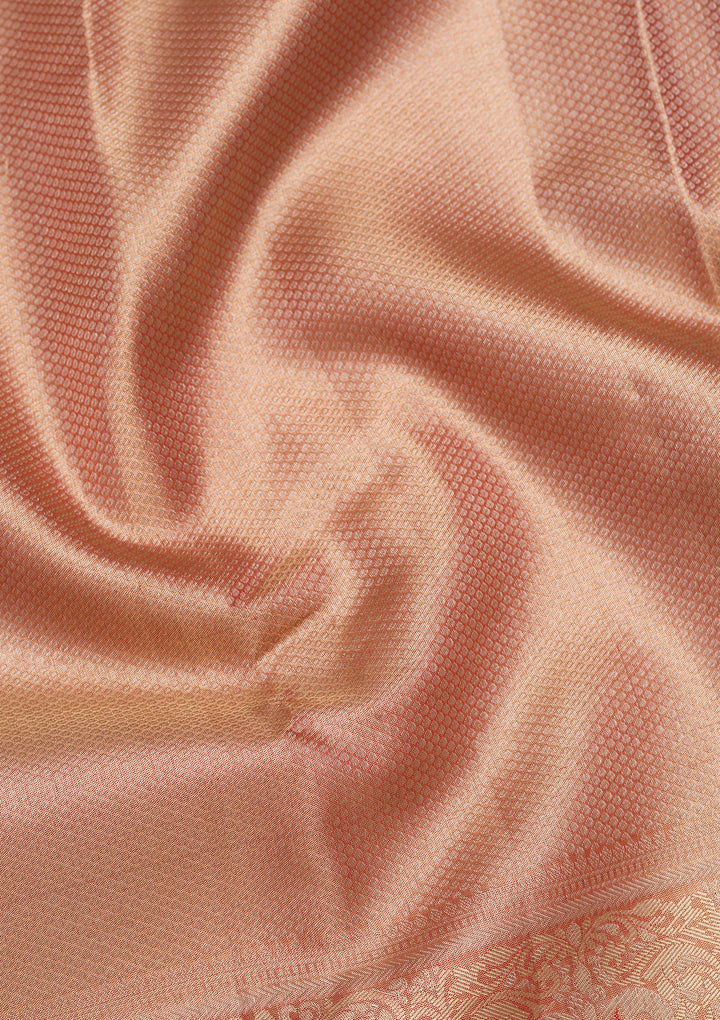 Brown Tissue Jaal Saree With Matching Blouse Piece