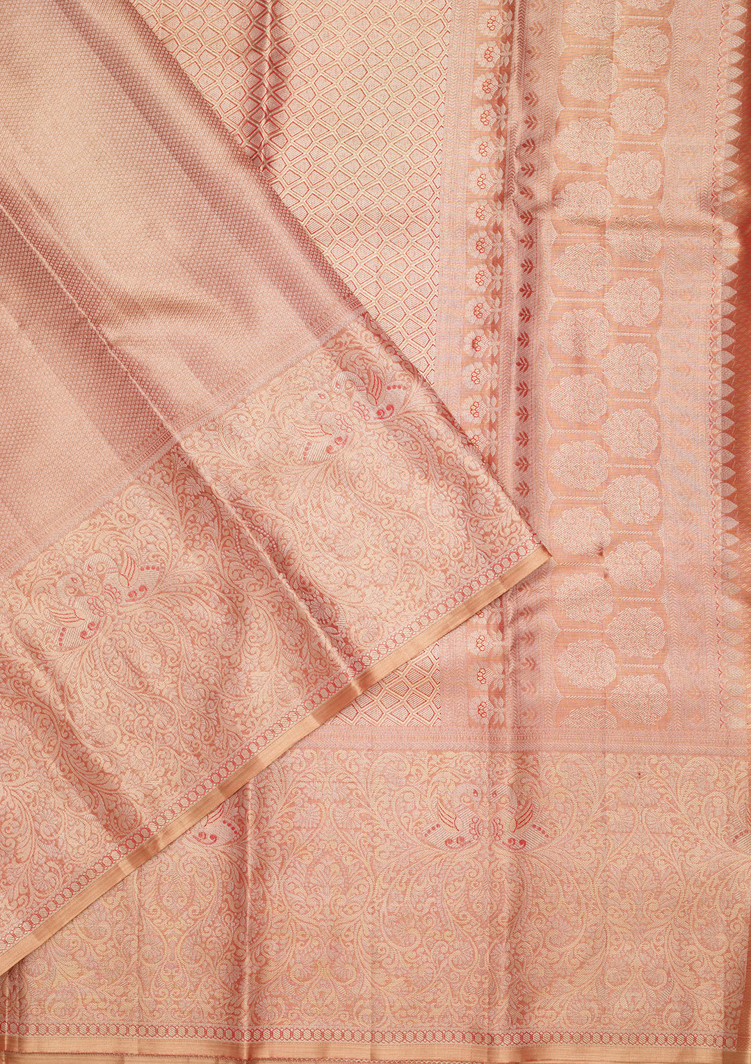 Brown Tissue Jaal Saree With Matching Blouse Piece