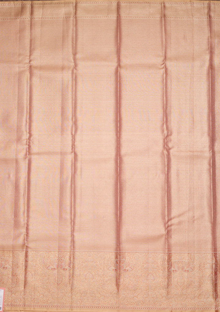 Brown Tissue Jaal Saree With Matching Blouse Piece