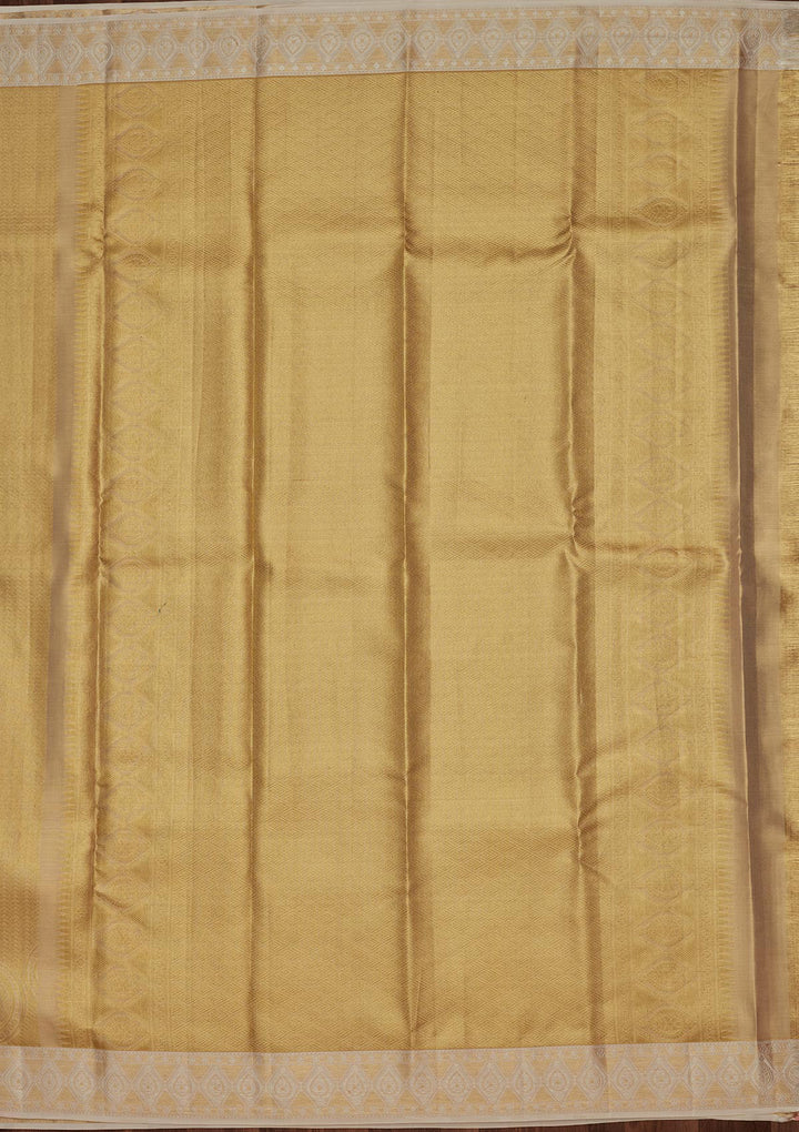 Lemon Yellow Silk Jaal Zariwork Saree With Matching Blouse Piece