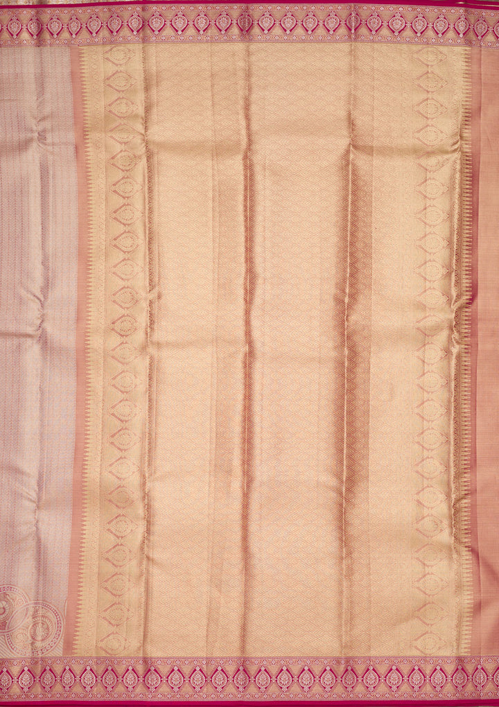 Pink Tissue Jaal Saree With Matching Blouse Piece