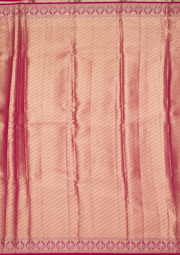 Pink Tissue Jaal Saree With Matching Blouse Piece