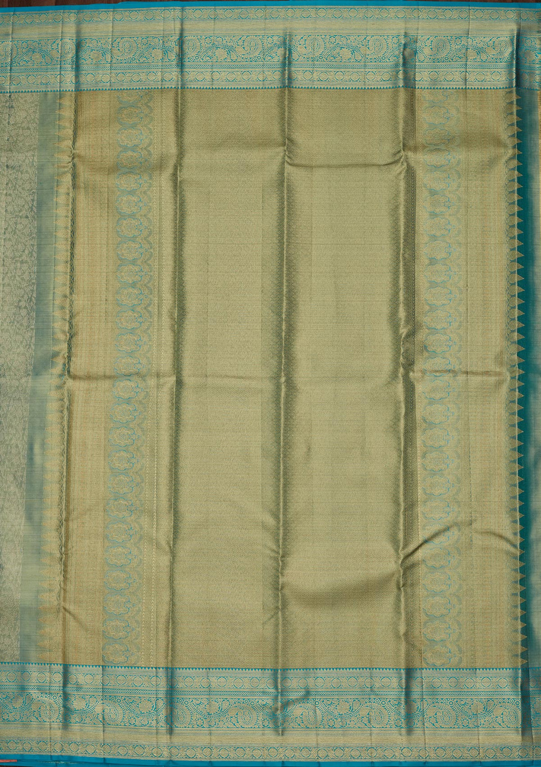 Leaf Green Tissue Jaal Kanjivaram Saree With Matching Blouse Piece