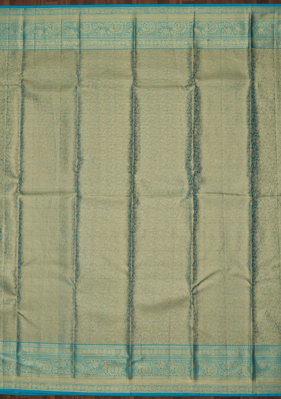 Leaf Green Tissue Jaal Kanjivaram Saree With Matching Blouse Piece