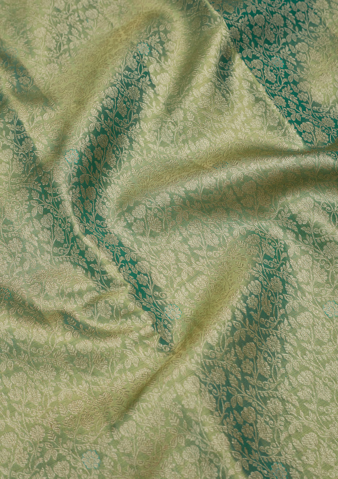 Rama Green Tissue Jaal Saree With Matching Blouse Piece