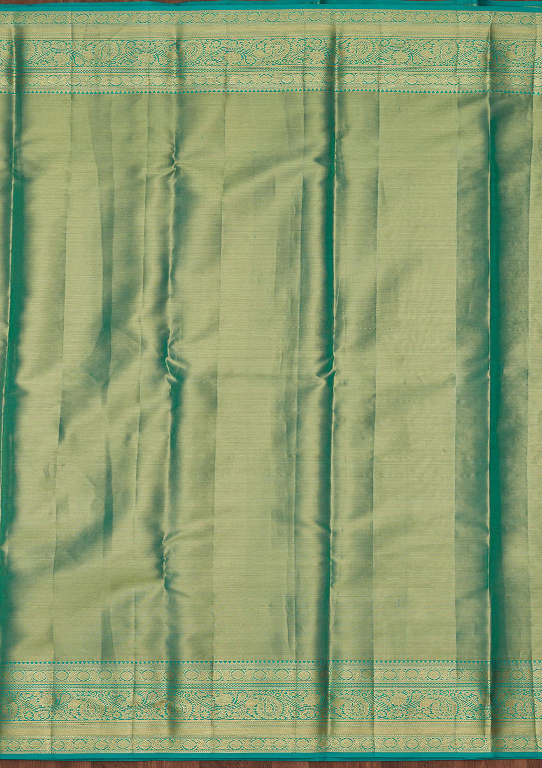 Rama Green Tissue Jaal Saree With Matching Blouse Piece