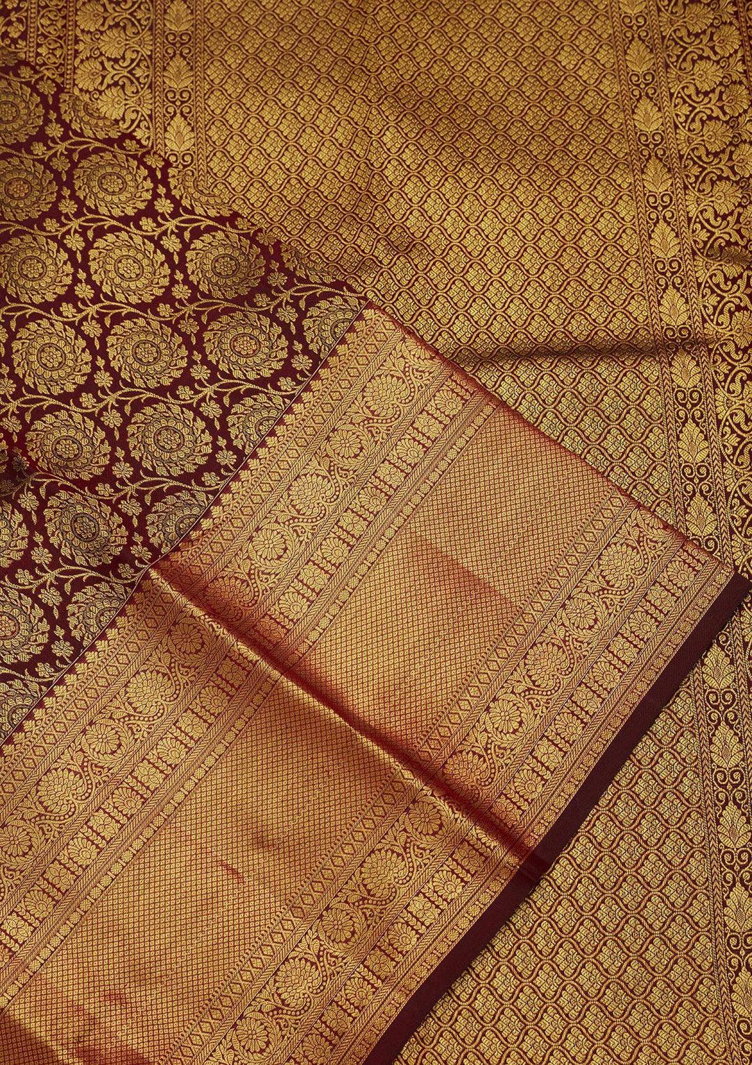 Wine Silk Jaal Saree With Matching Blouse Piece