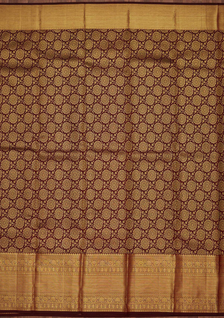 Wine Silk Jaal Saree With Matching Blouse Piece