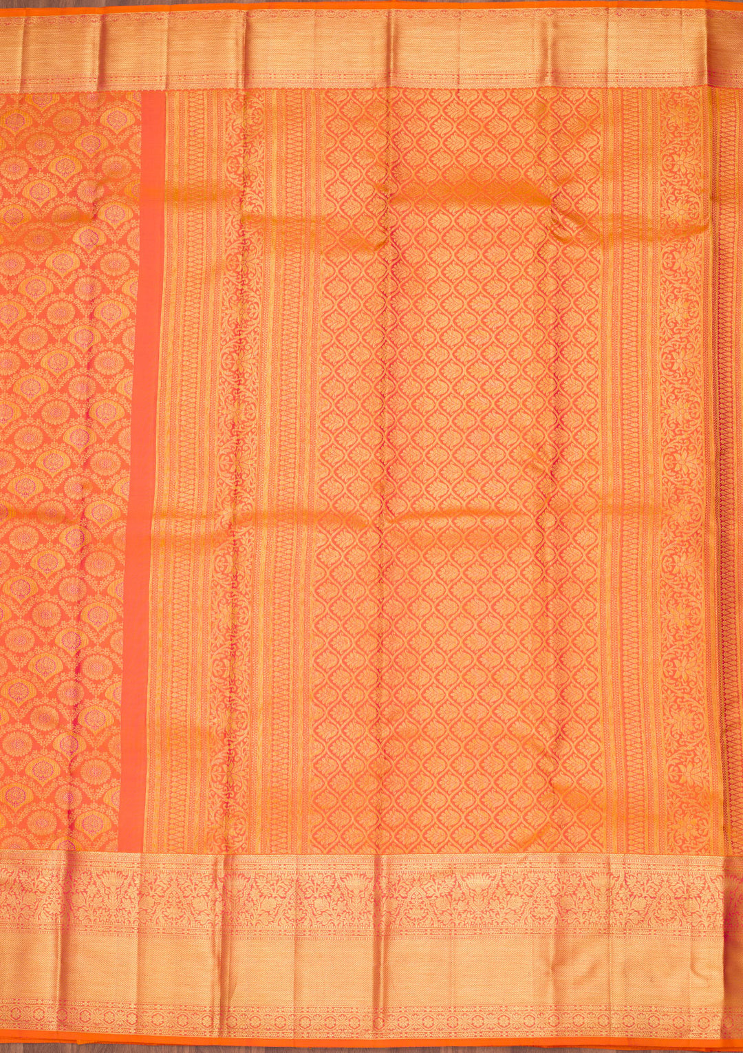 Orange Silk Jaal Saree With Matching Blouse Piece