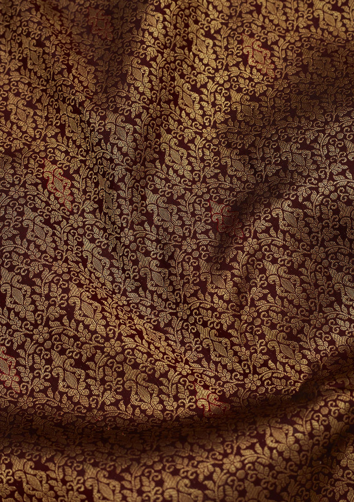 Brown Silk Buti Saree With Matching Blouse Piece