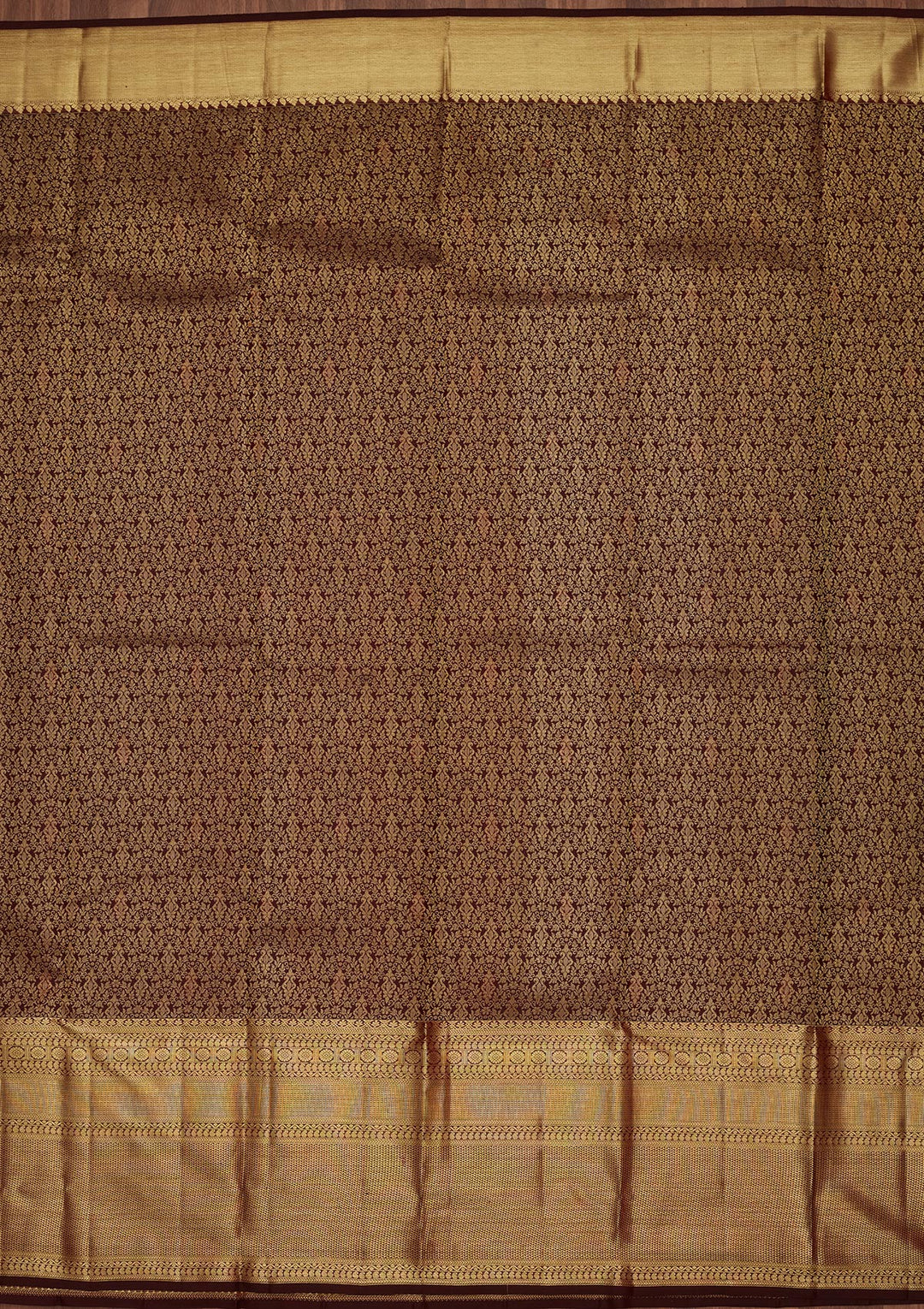 Brown Silk Buti Saree With Matching Blouse Piece