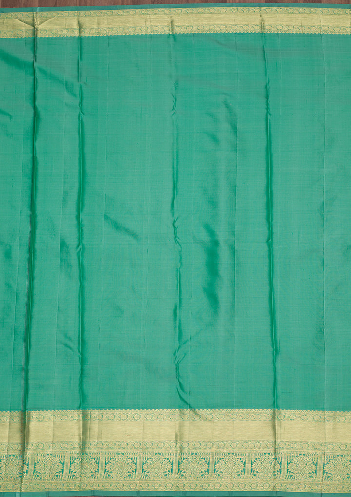 Rama Green Silk Jaal Saree With Matching Blouse Piece