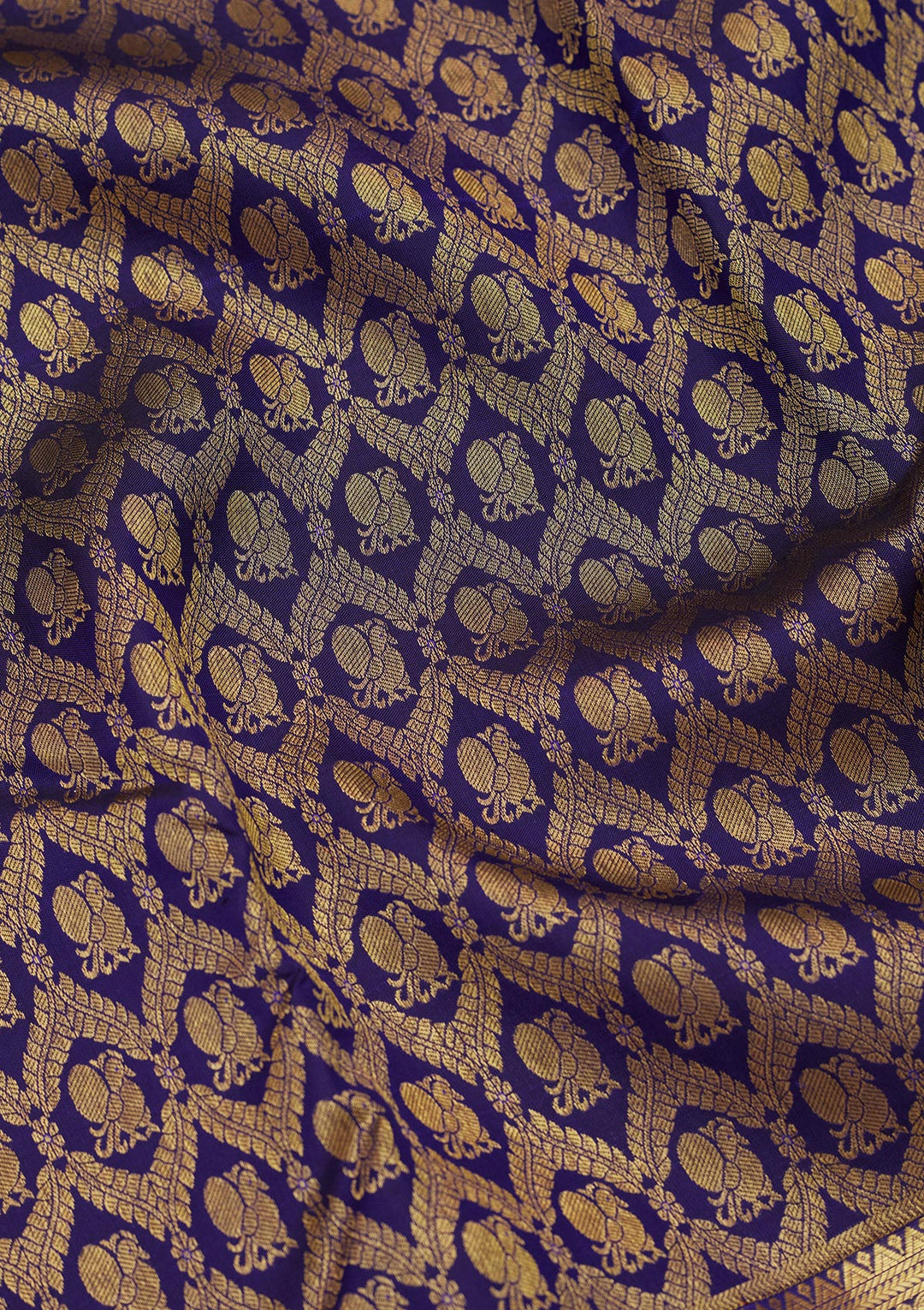Royal Blue Silk Jaal Zariwork Saree With Matching Blouse Piece