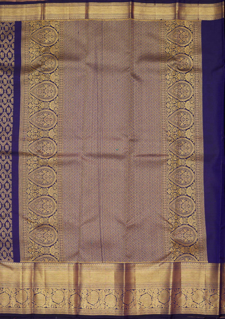 Royal Blue Silk Jaal Zariwork Saree With Matching Blouse Piece