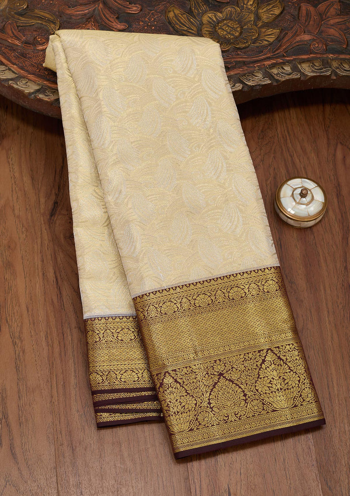 Gold Tissue Jaal Saree With Matching Blouse Piece