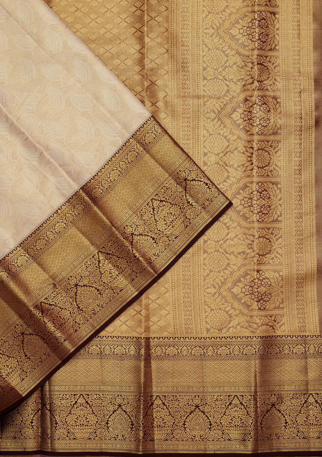 Gold Tissue Jaal Saree With Matching Blouse Piece